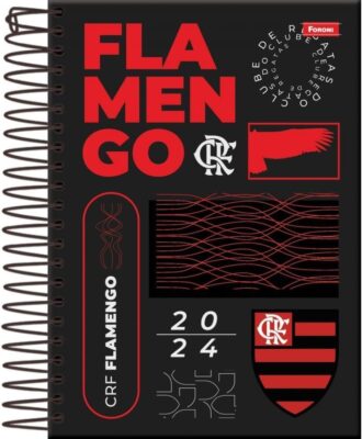 A Agenda Espiral Flamengo 2024 tem visão de 1 dia por página, exceto sábado e domingo.Tem 4 opções de capa dura com Laminação Brilho, miolo com 176 folhas no formato 130mm x 188mm. Ideal para a organização do dia a dia e para ter o Mengão sempre perto!